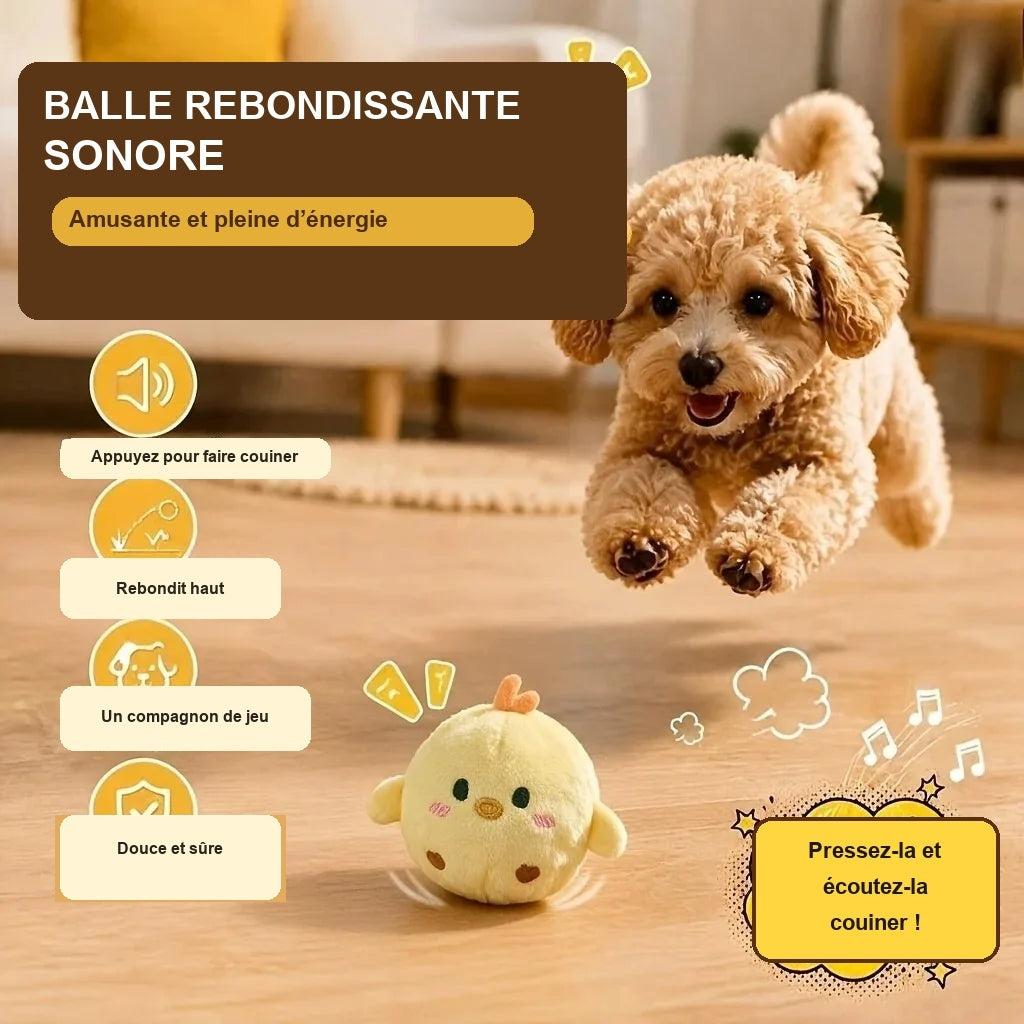 Balle sonore rebondissante, appuyez pour la faire couiner