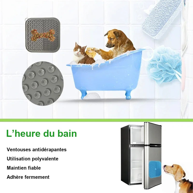 Tapis de léchage pour le bain, ventouses antidérapantes et usage polyvalent