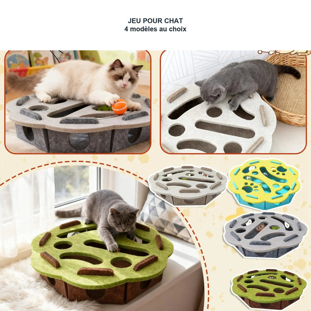 Jeu pour chat, quatre modèles au choix