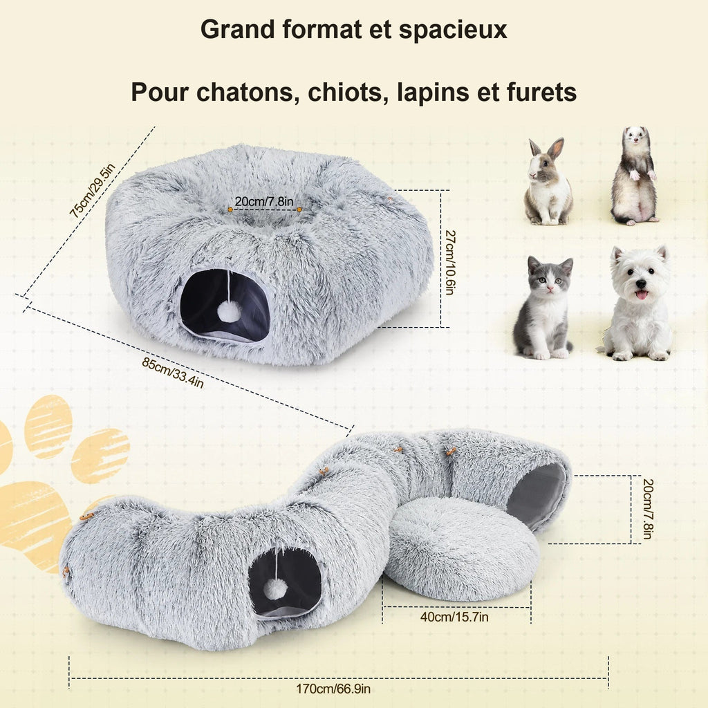 Dimensions du tunnel et couchage pour chat