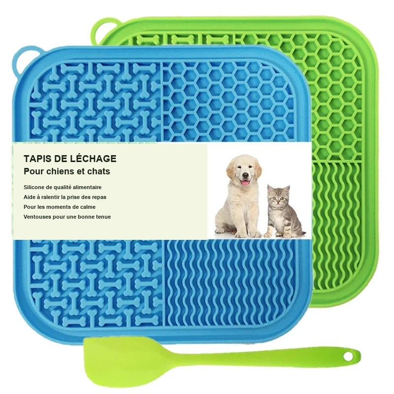 Tapis de léchage pour chien et chat, explications en français