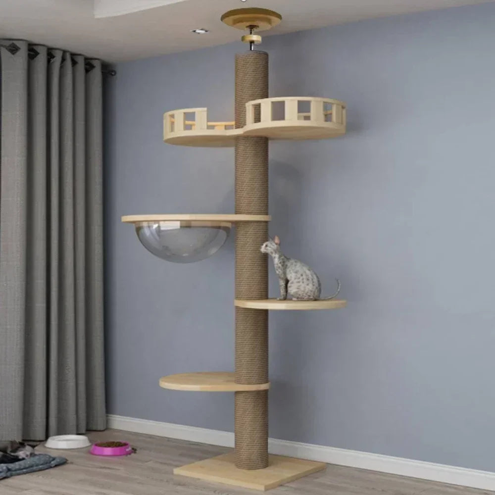 Arbre à chat en bois – Plusieurs niveaux