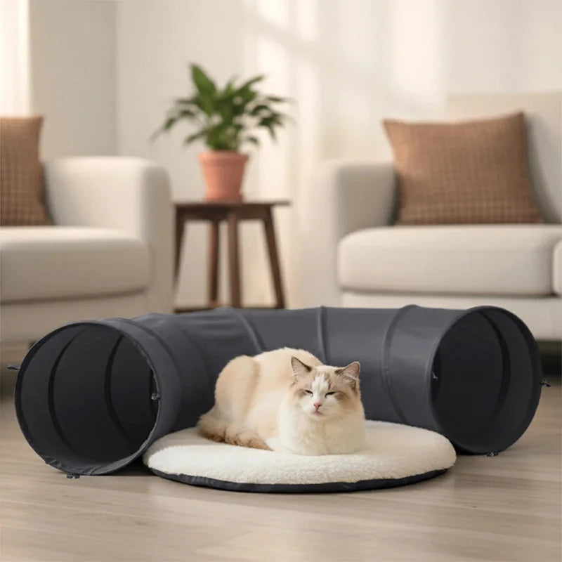 Tunnel pliable pour chat – Avec coussin
