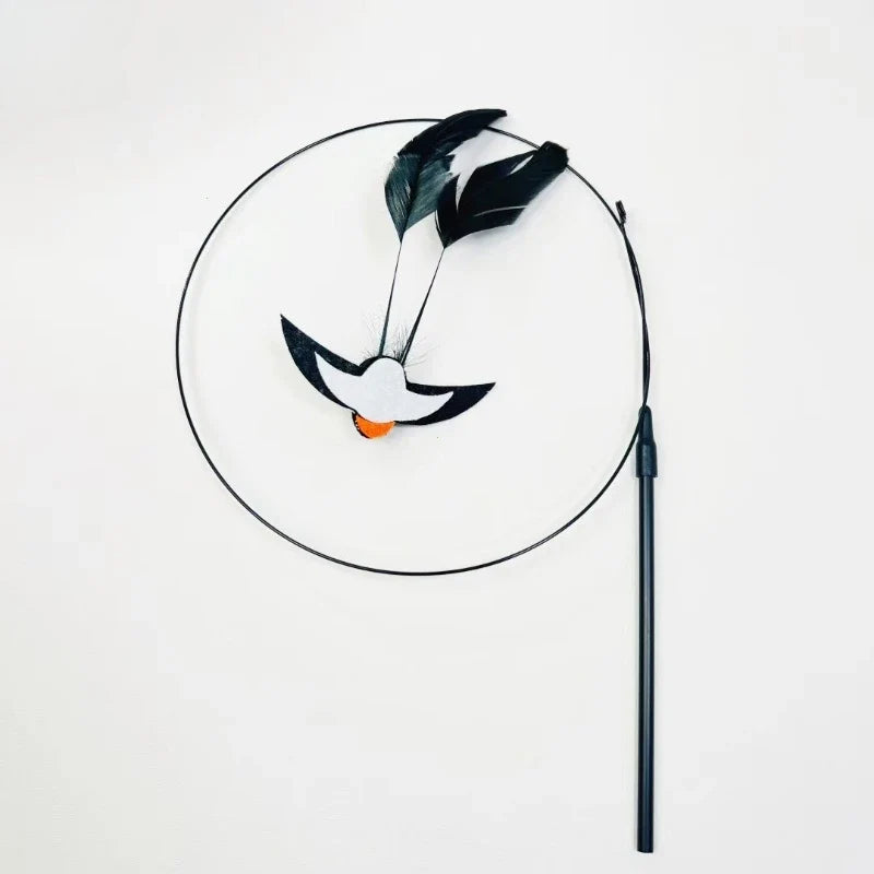 Canne à pêche pour chat – Plume et grelot