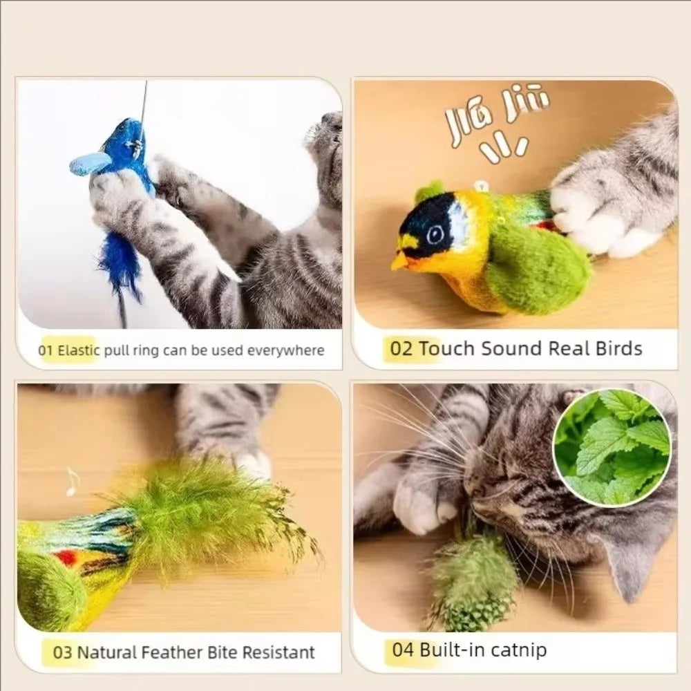 Jouet oiseau sonore pour chat