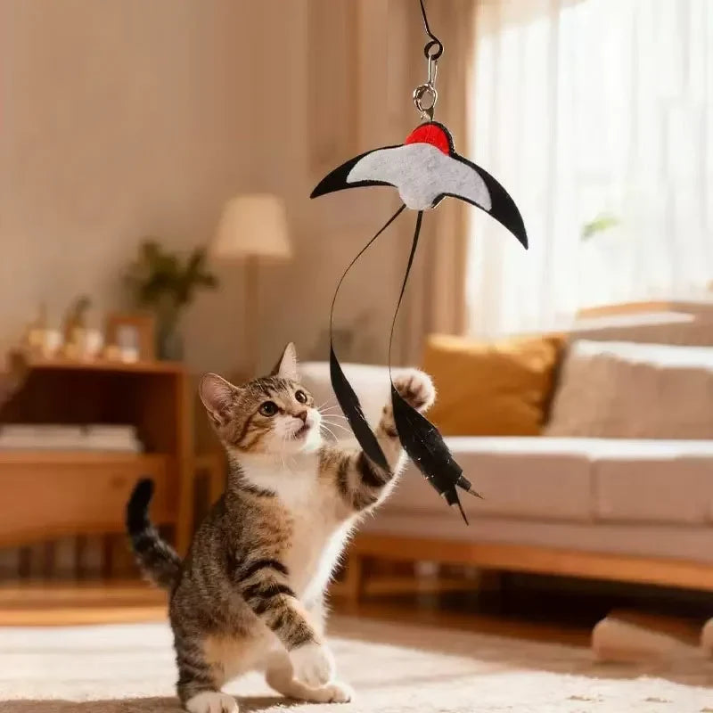 Canne à pêche pour chat – Plume et grelot