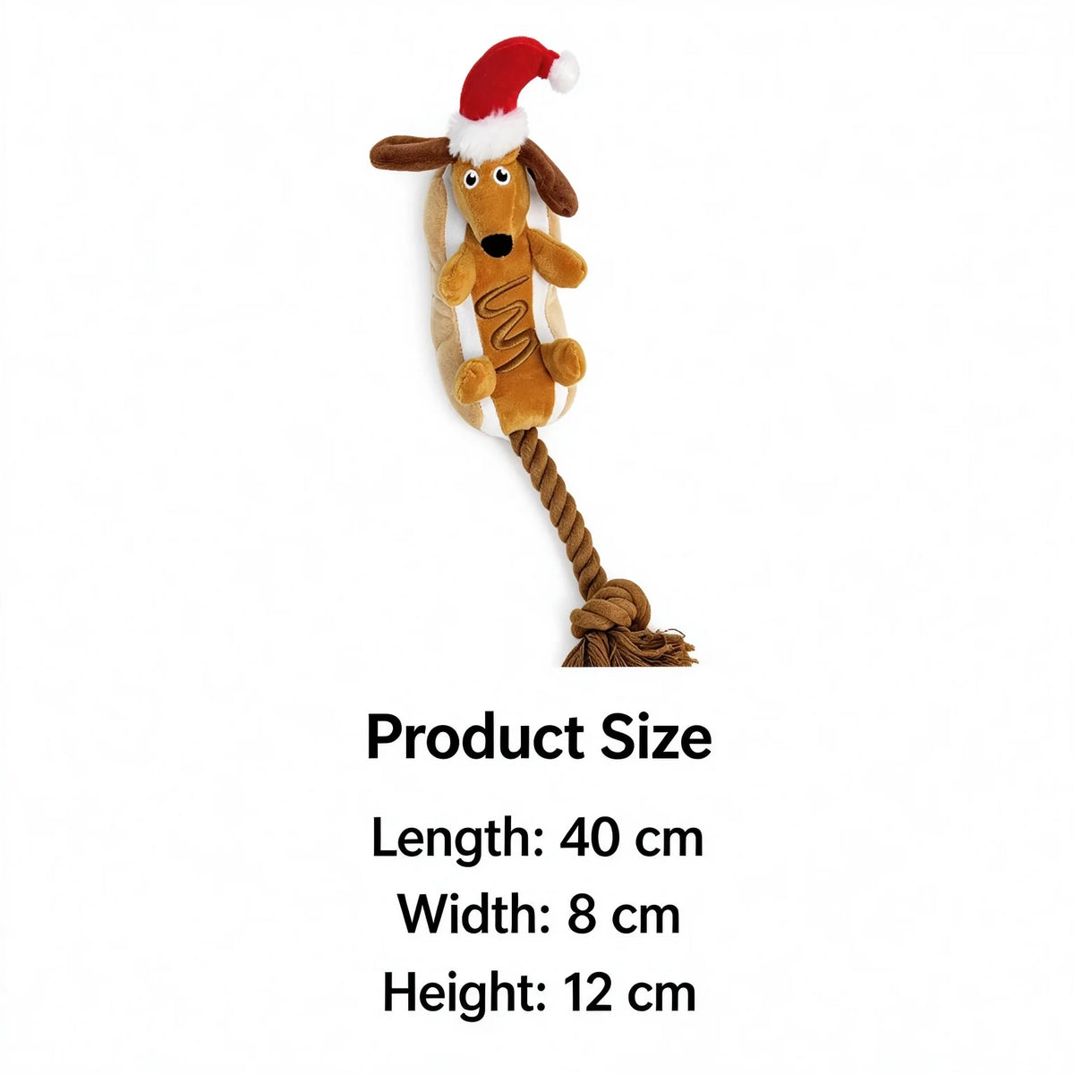 Jouet teckel de Noël pour chien – Peluche et corde