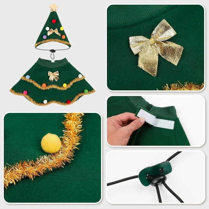 Cape et bonnet de Noël pour chien et chat
