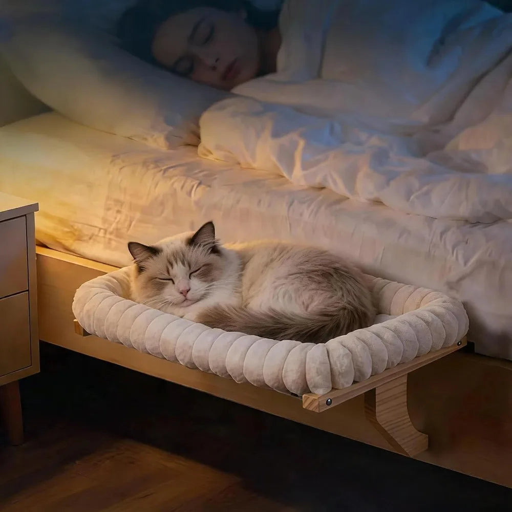Hamac de fenêtre en bois pour chat – Housse lavable