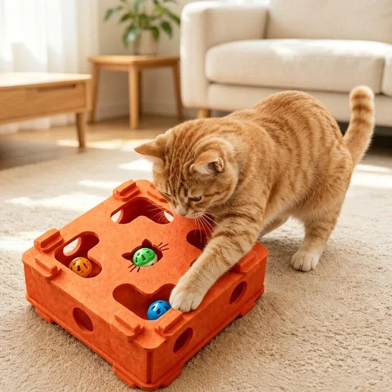 Boîte puzzle en feutre pour chat – Balle