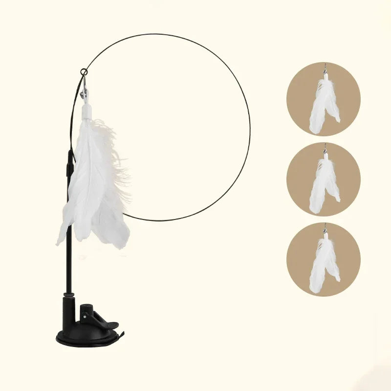 Jouet plume pour chat – Grelot et ventouse