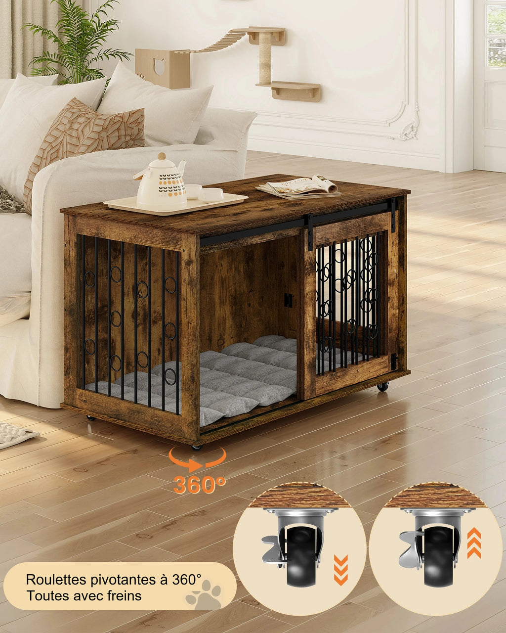 Cage en bois EUGAD pour chien – Deux portes