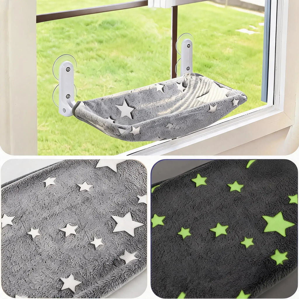 Hamac de fenêtre pliable pour chat – Étoiles