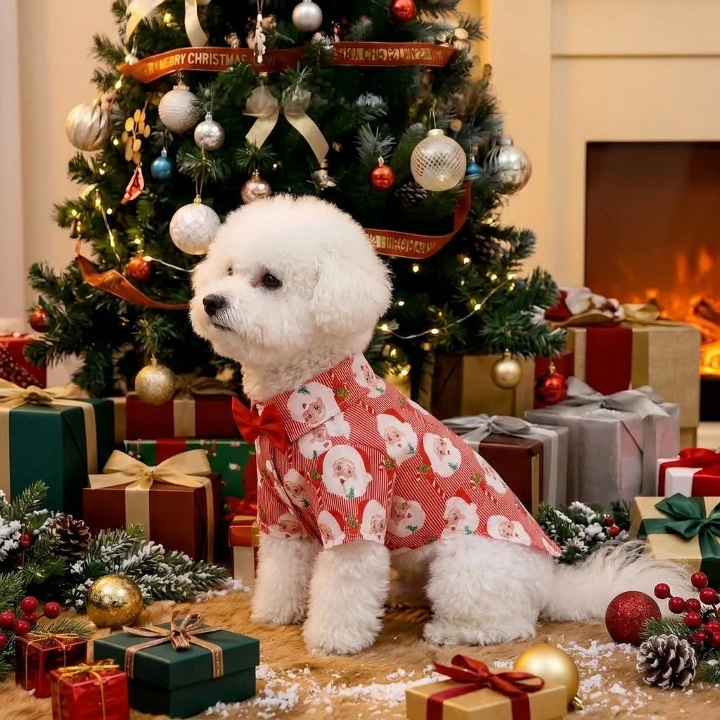 Chemise de Noël pour chien – Col et cravate