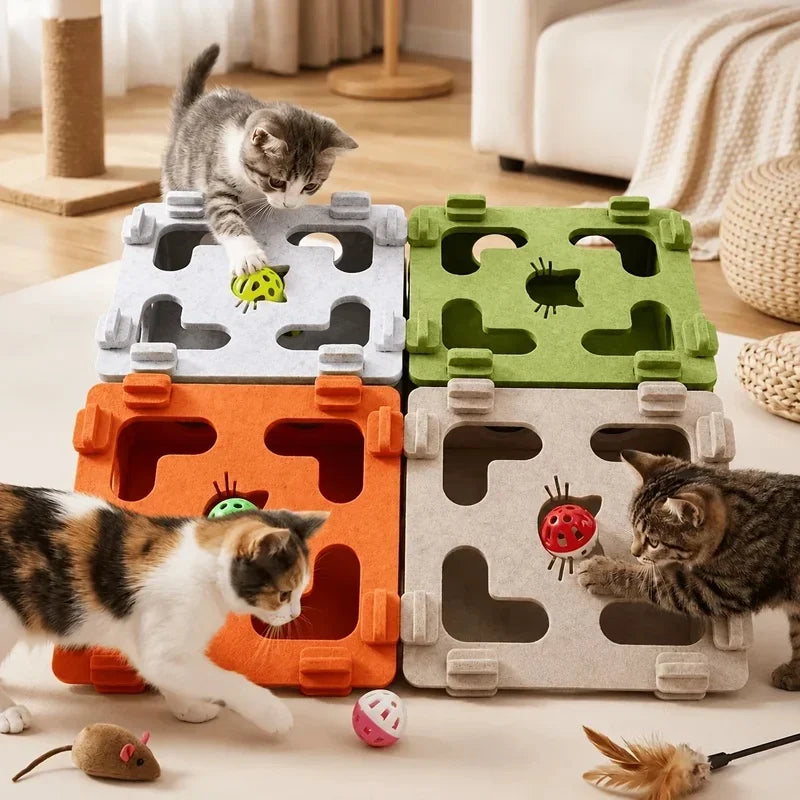 Boîte puzzle en feutre pour chat – Balle