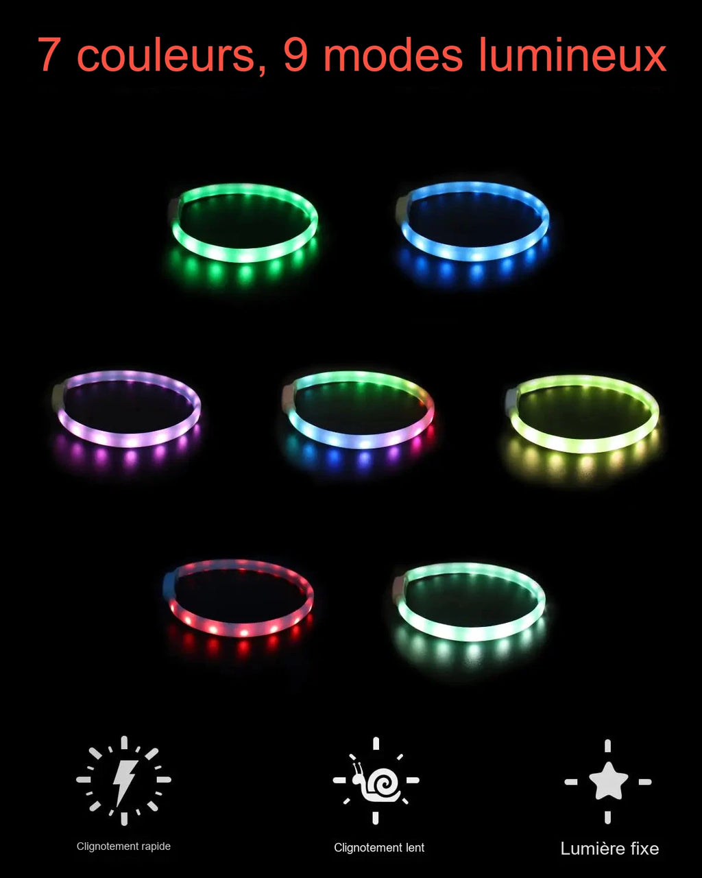 Collier lumineux souple – 9 modes