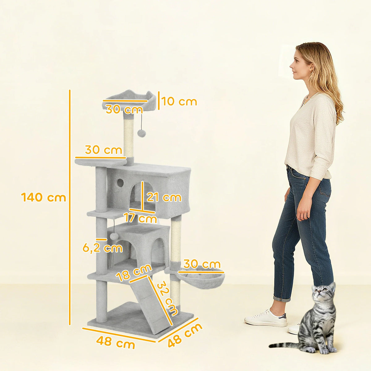 Arbre à chat 140 cm – Niches et griffoirs
