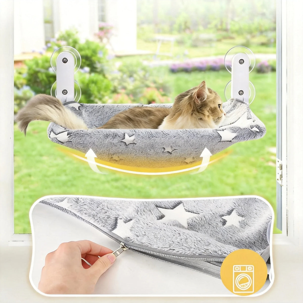Hamac de fenêtre pliable pour chat – Étoiles