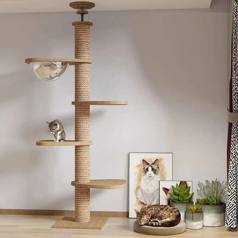 Arbre à chat en bois – Plusieurs niveaux