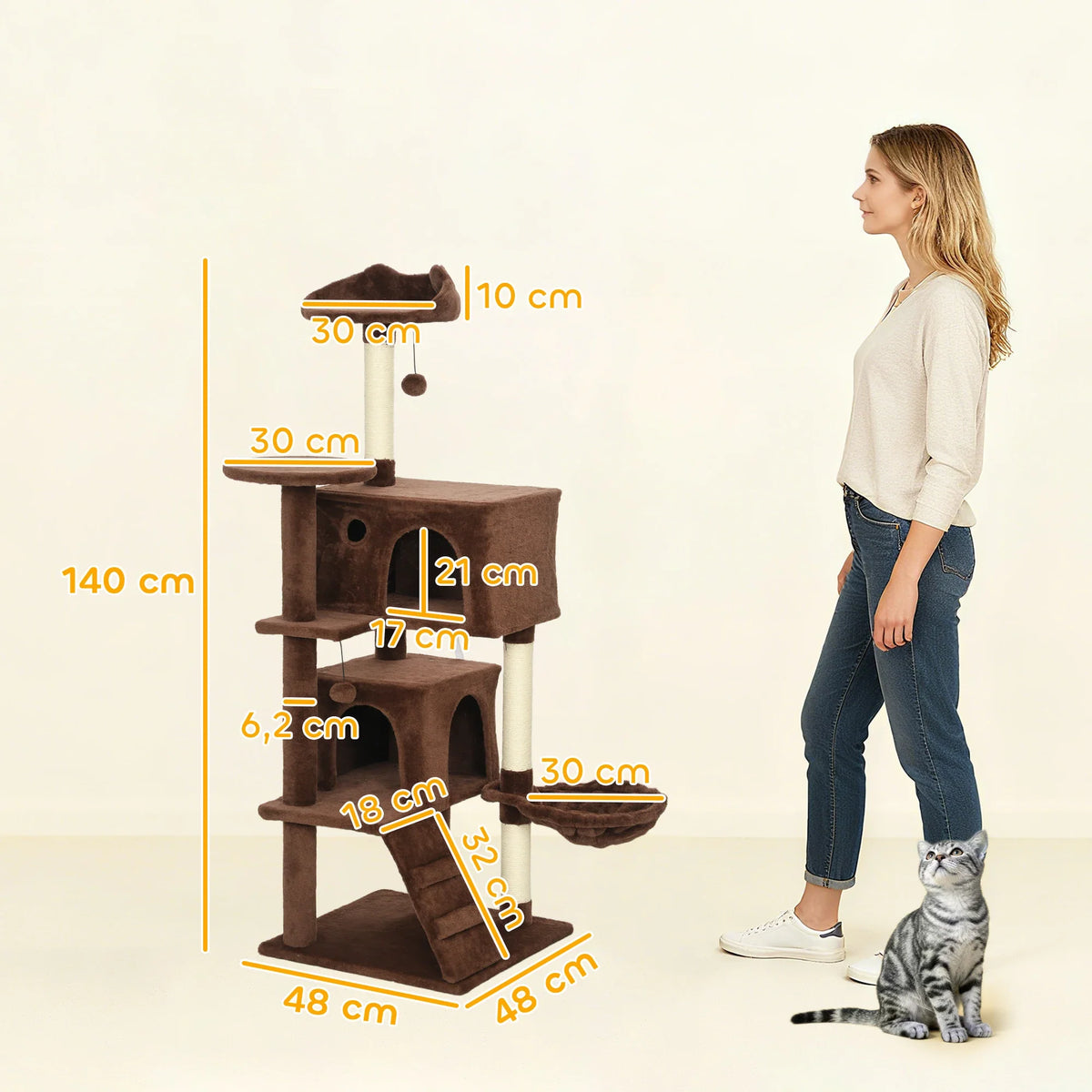 Arbre à chat 140 cm – Niches et griffoirs