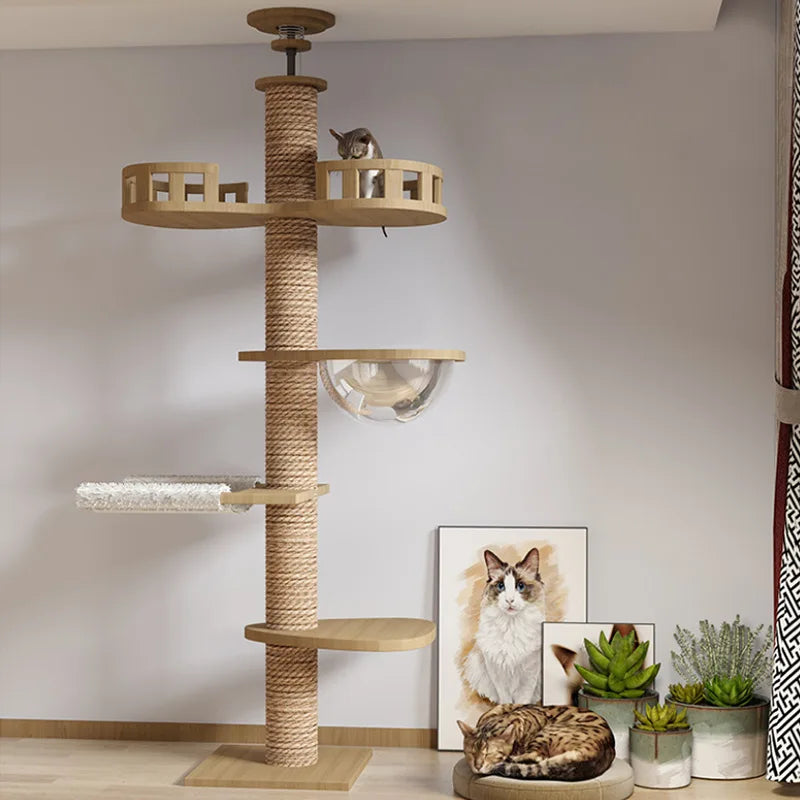 Arbre à chat en bois – Plusieurs niveaux