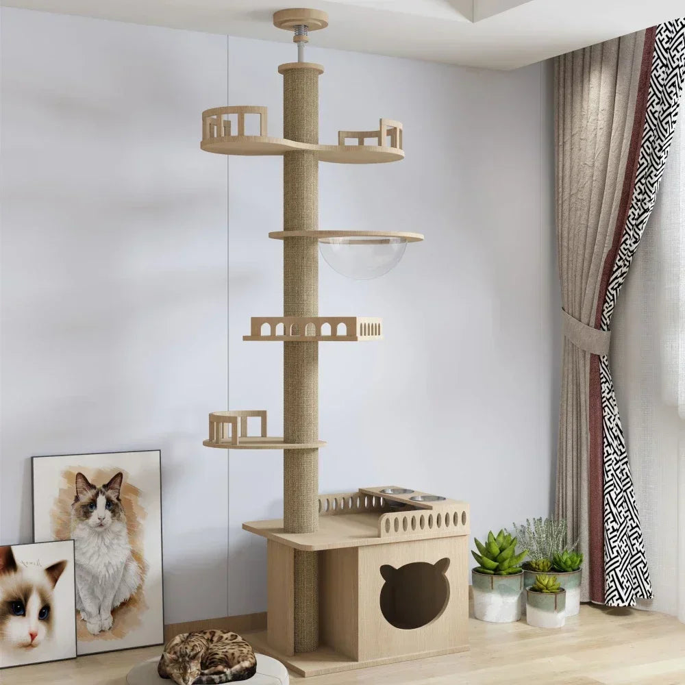 Arbre à chat en bois – Plusieurs niveaux
