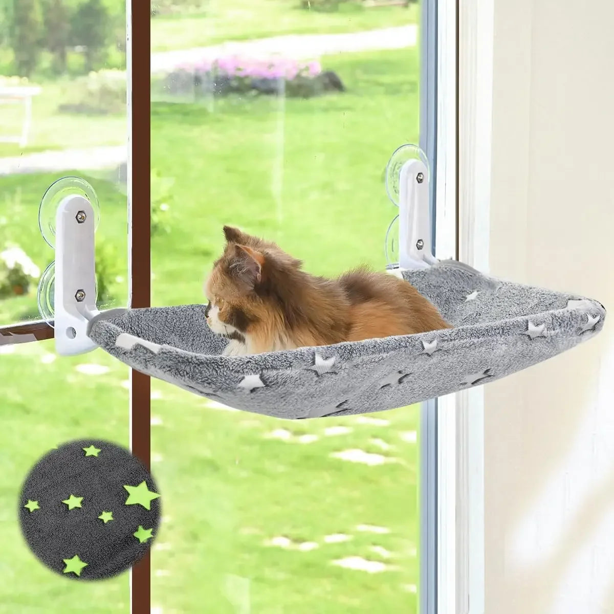 Hamac de fenêtre pliable pour chat – Étoiles