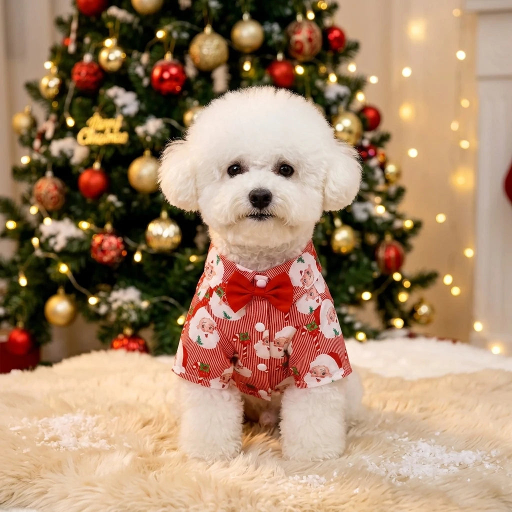 Chemise de Noël pour chien – Col et cravate