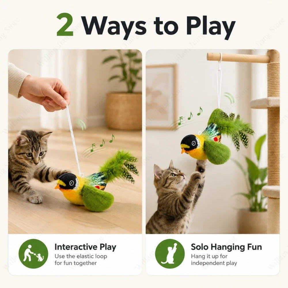 Jouet oiseau suspendu pour chat