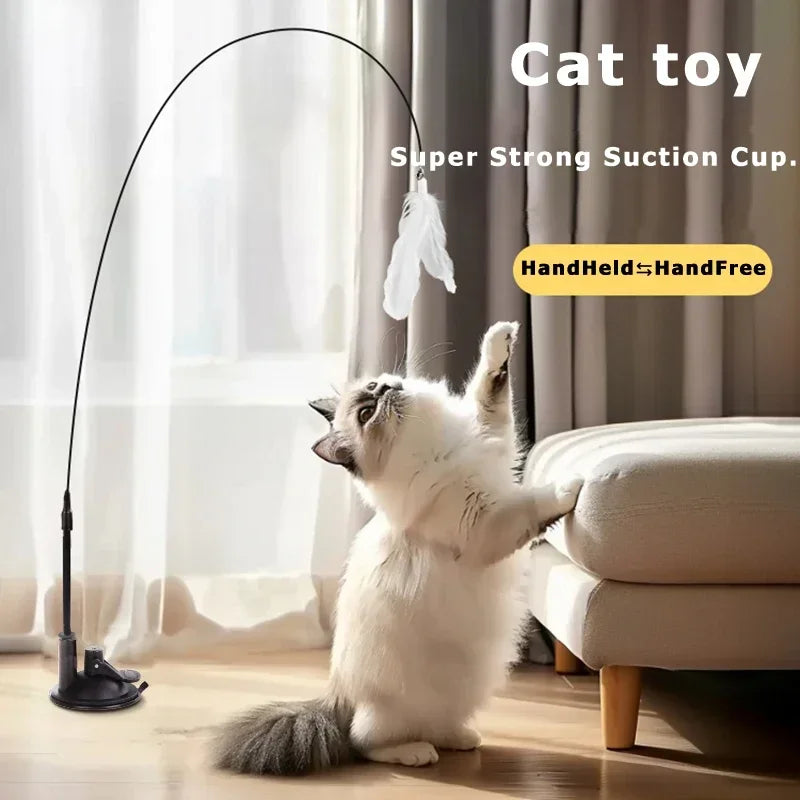 Jouet plume pour chat – Grelot et ventouse