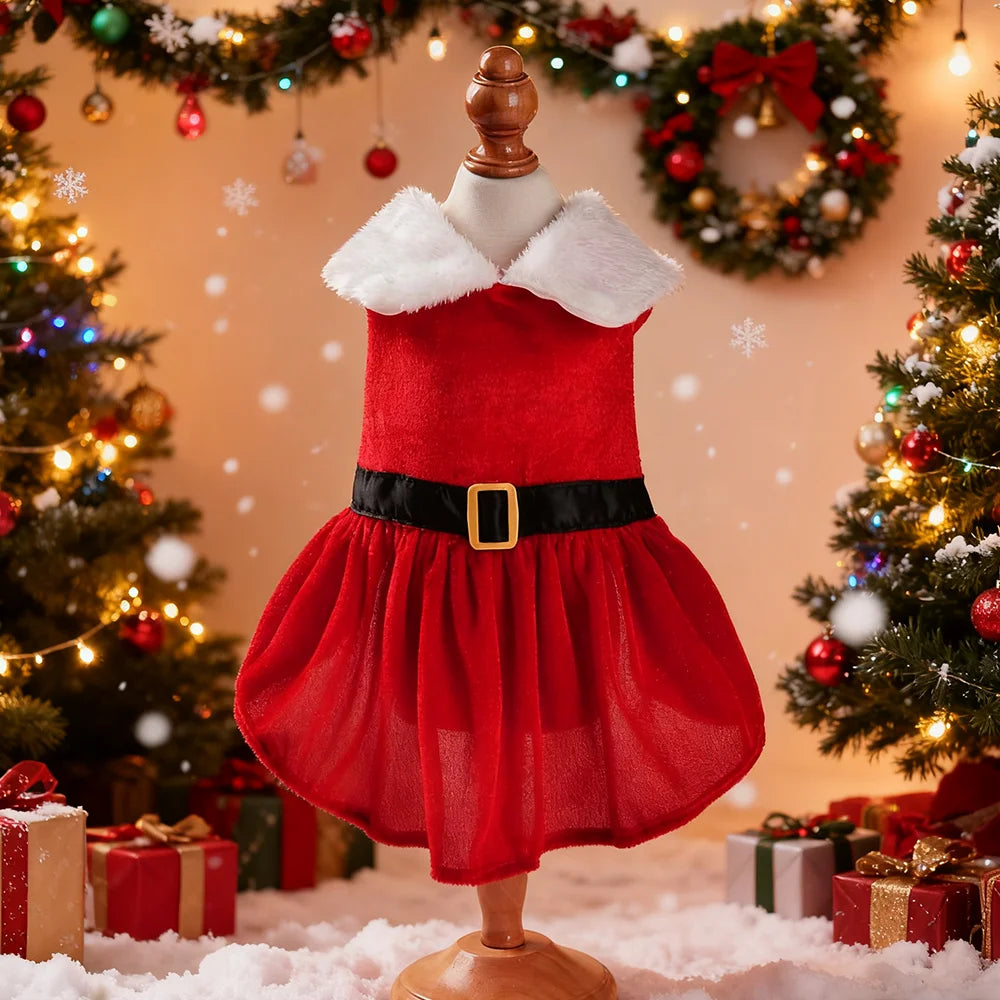 Robe de Noël pour chien et chat – Rouge et blanc