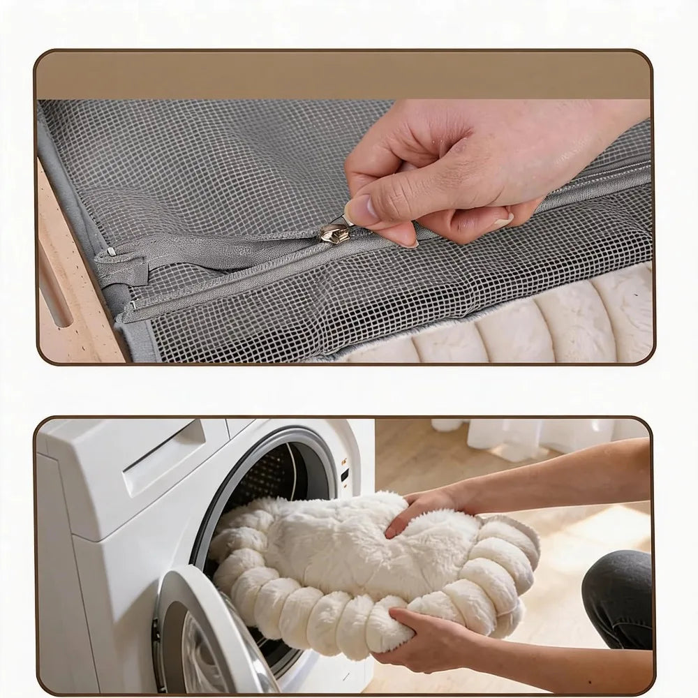 Hamac de fenêtre en bois pour chat – Housse lavable
