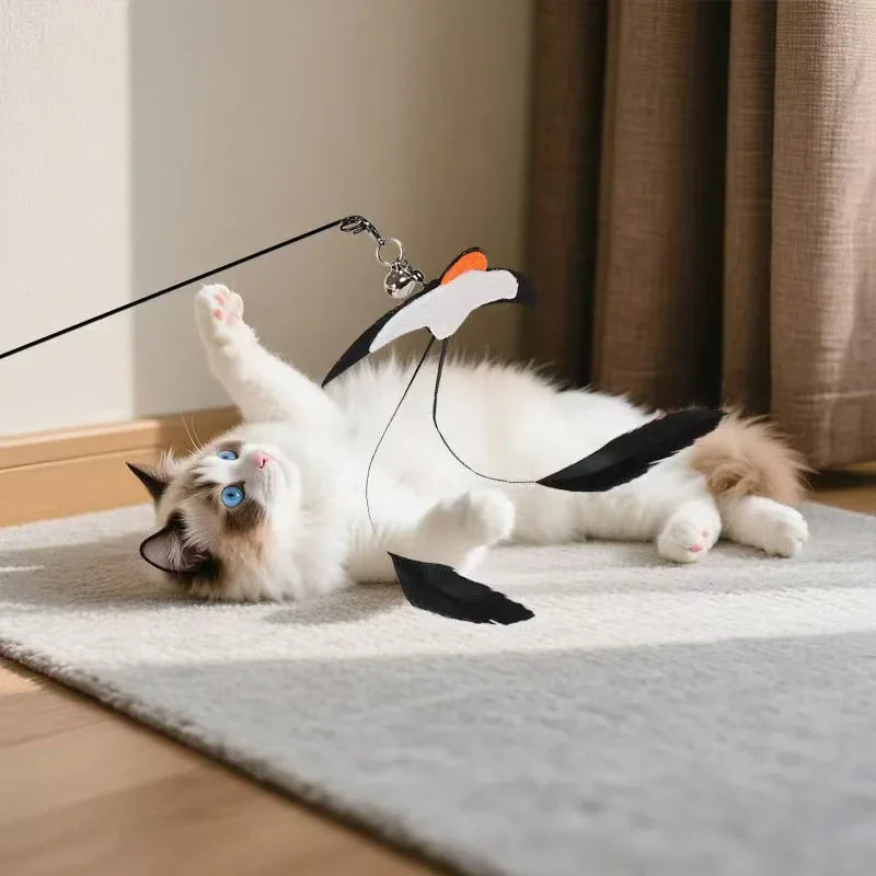 Canne à pêche pour chat – Plume et grelot