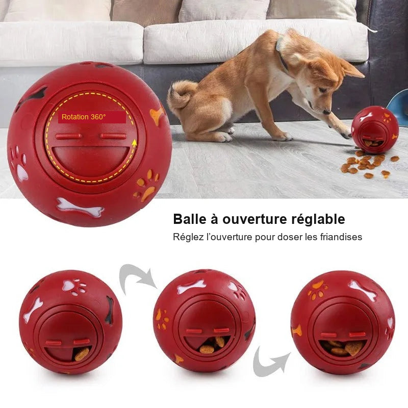 Balle distributrice de friandises à ouverture réglable