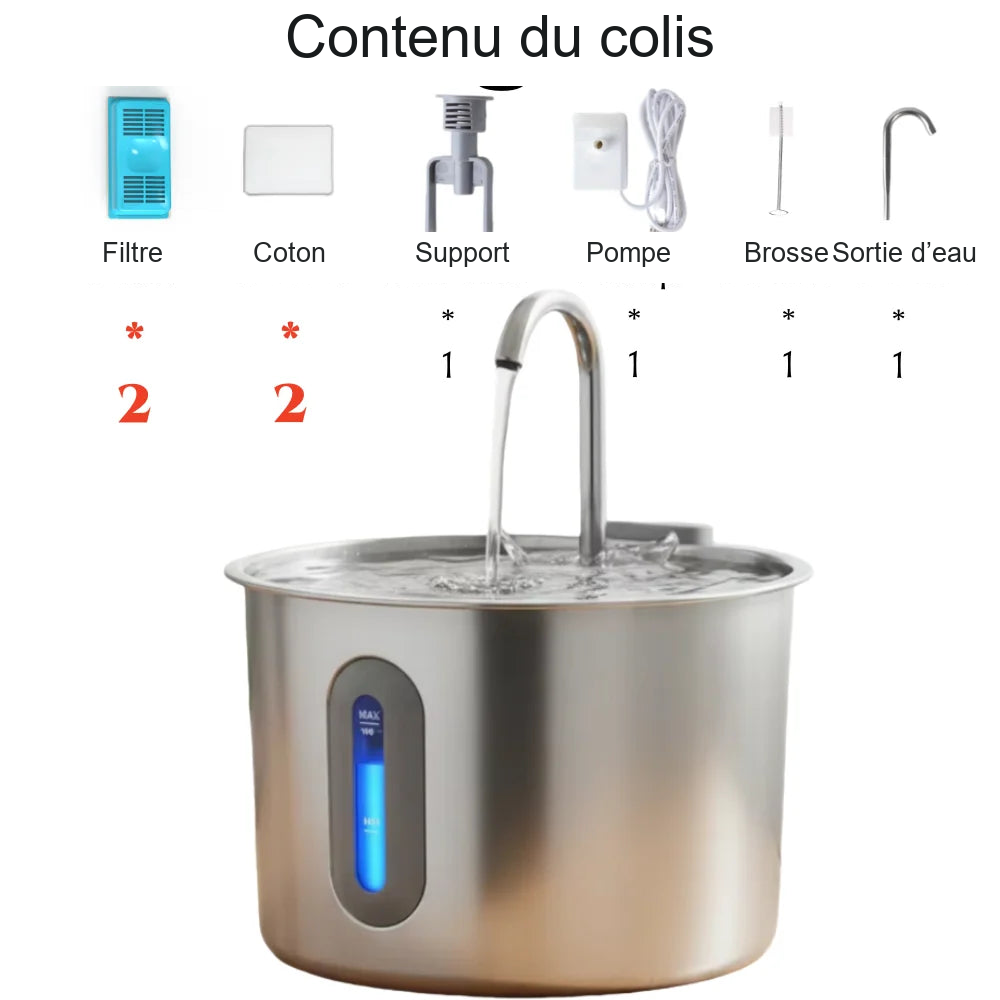 Contenu du colis de la fontaine, filtres et cotons x2