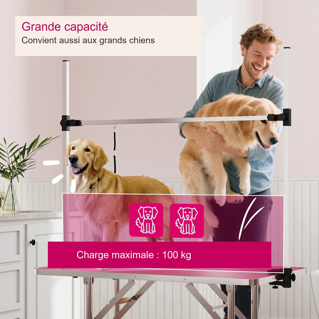 Table de toilettage pour grands chiens, charge maximale annoncée 100 kg