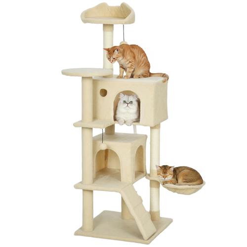Arbre à chat de 140 cm avec plateformes, niches et griffoirs