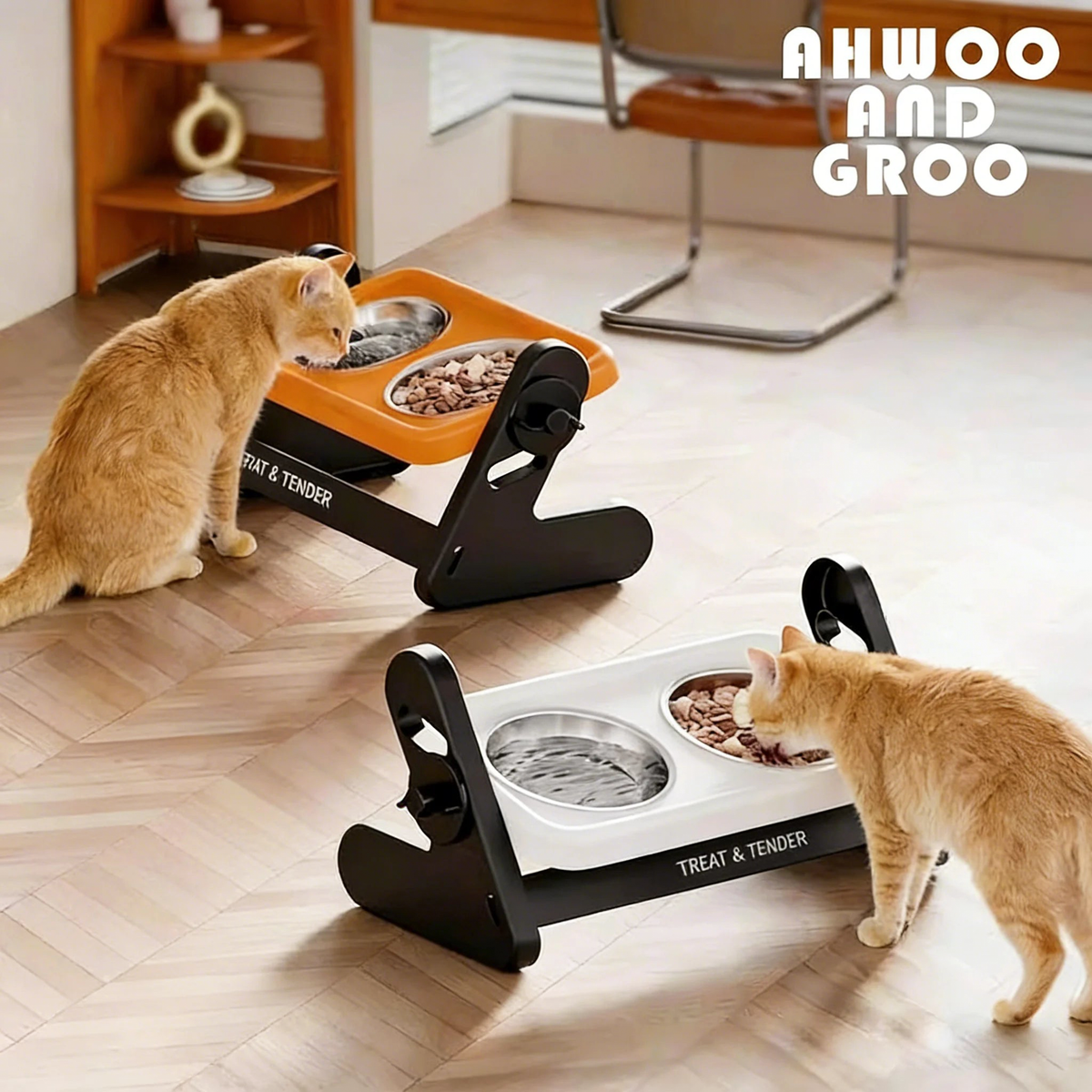 Gamelle double réglable en hauteur pour chien et chat