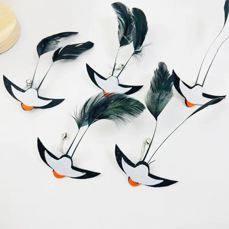 Canne à pêche pour chat avec plume et grelot