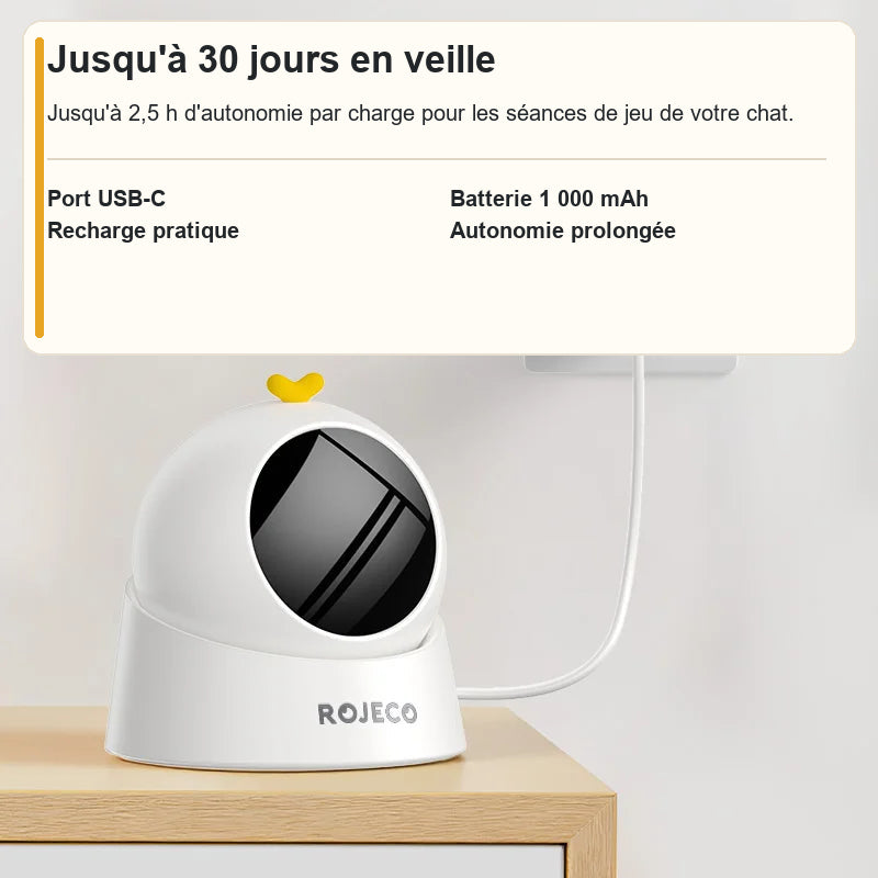 Jouet laser et informations de recharge et autonomie en français