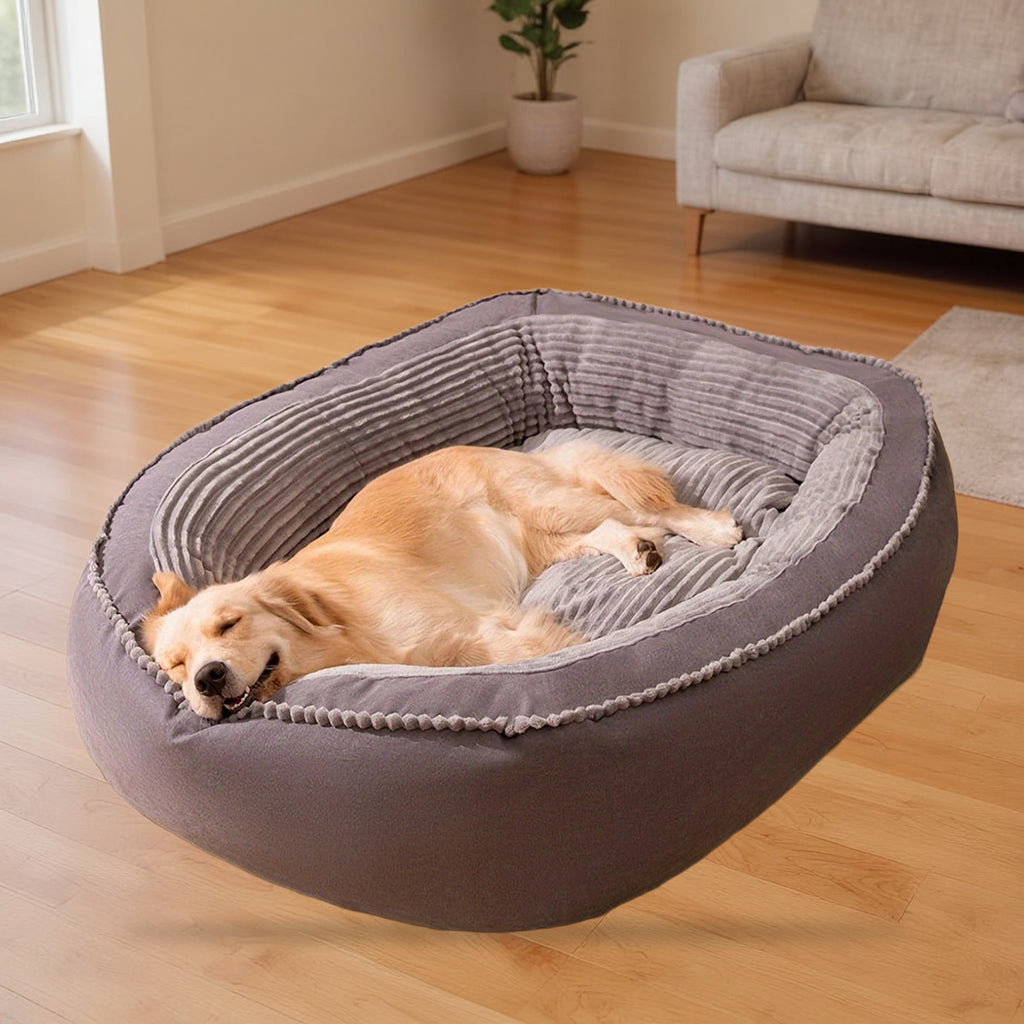 Panier rond moelleux pour chien à rebords rembourrés