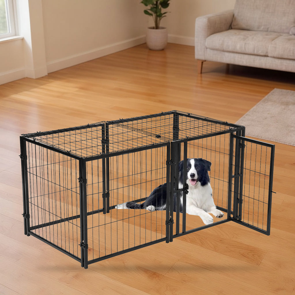 Cage pliable pour chien avec roulettes et deux portes – 122 × 61 × 61 cm