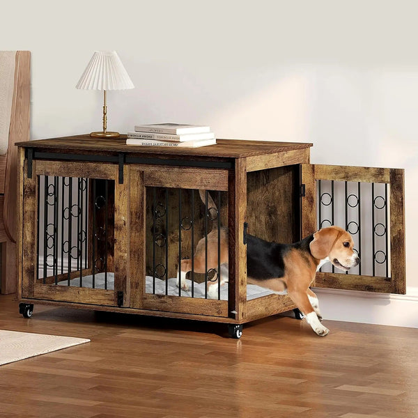Cage en bois EUGAD pour chien – Deux portes