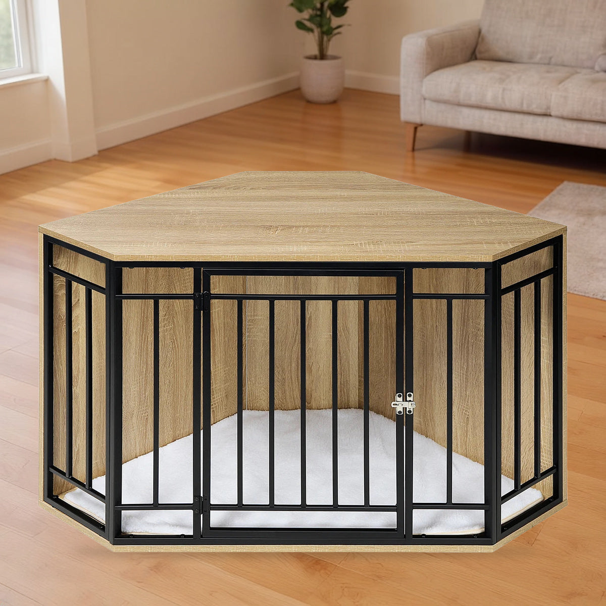 Cage d’angle pour chien EUGAD – Niche meuble avec porte