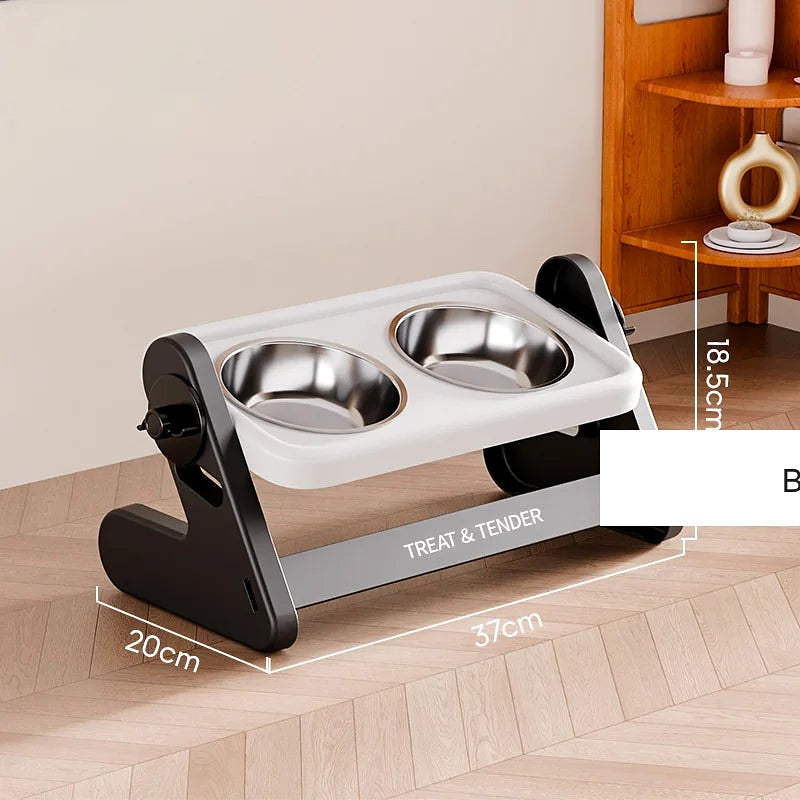 Gamelle double réglable en hauteur pour chien et chat