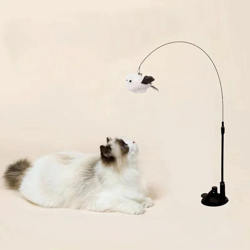 Jouet plume pour chat avec grelot – Canne de jeu