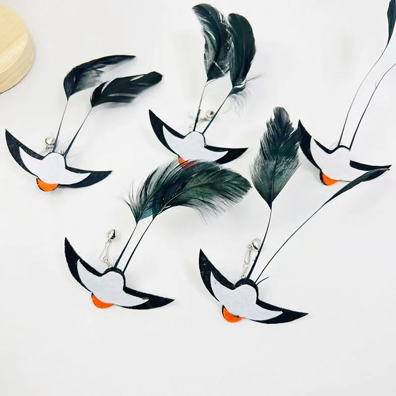 Canne à pêche pour chat avec plume et grelot