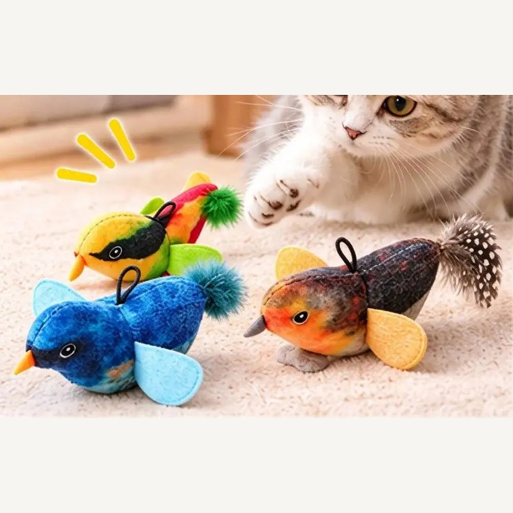 Jouet oiseau pour chat avec bruit d’oiseau – Jeu interactif