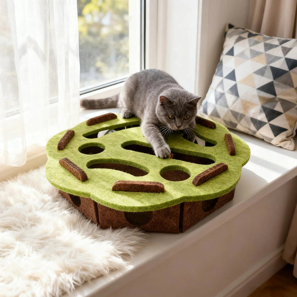 Puzzle pour chat – Balles et cachettes
