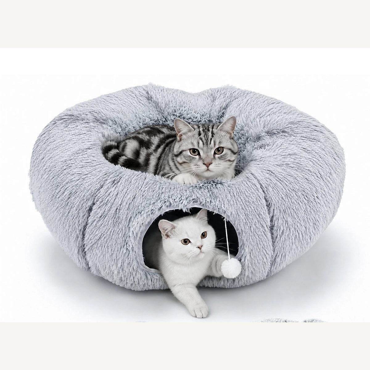 Tunnel et couchage 3-en-1 pour chat – Cachette moelleuse pliable